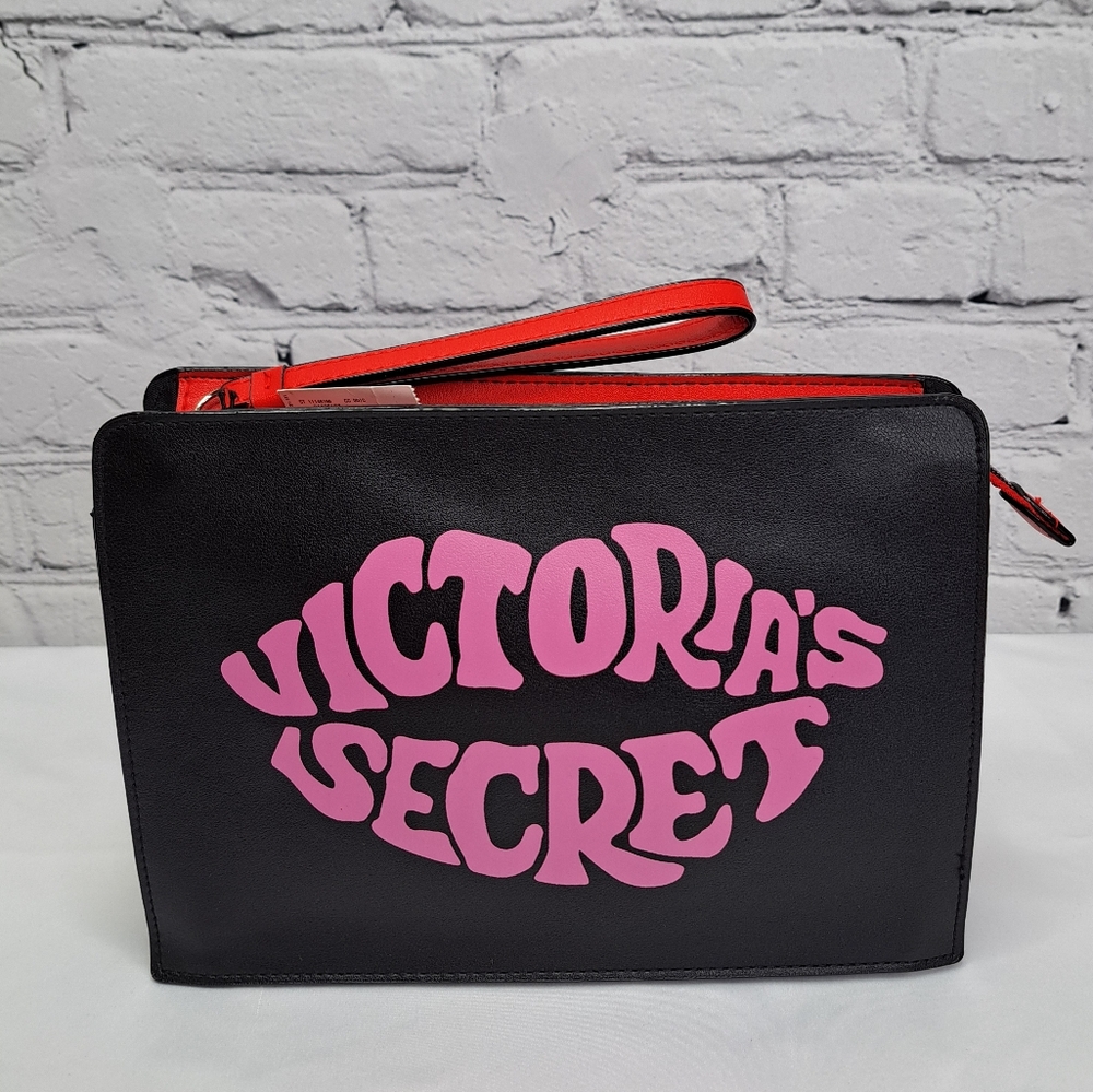 VICTORIA'S SECRET COSMETIC BAG 'JUST ADD LIPSTICK' TOP-ZIP WRISTLET